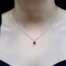 Load image into Gallery viewer, Natural 1 Carat Ruby Heart Necklace with Diamond Bail