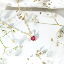Load image into Gallery viewer, Natural 1 Carat Ruby Heart Necklace with Diamond Bail