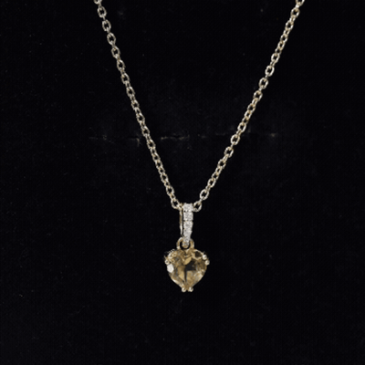 Natural 0.9 Carat Citrine Diamond Heart Locket with Silver Chain