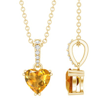 Load image into Gallery viewer, Natural 0.9 Carat Citrine Diamond Heart Locket with Silver Chain