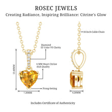 Load image into Gallery viewer, Natural 0.9 Carat Citrine Diamond Heart Locket with Silver Chain