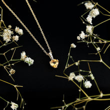 Load image into Gallery viewer, Natural 0.9 Carat Citrine Diamond Heart Locket with Silver Chain