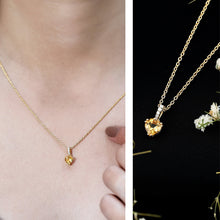 Load image into Gallery viewer, Natural 0.9 Carat Citrine Diamond Heart Locket with Silver Chain