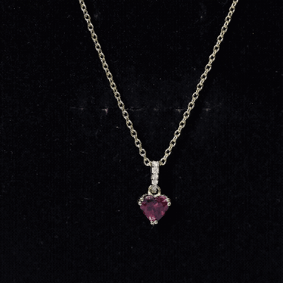 Rhodolite Garnet Heart Necklace with Diamond Accent Bail