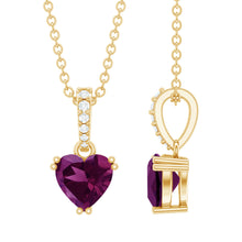 Load image into Gallery viewer, Rhodolite Garnet Heart Necklace with Diamond Accent Bail