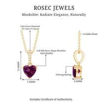 Load image into Gallery viewer, Rhodolite Garnet Heart Necklace with Diamond Accent Bail