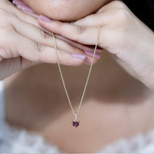 Load image into Gallery viewer, Rhodolite Garnet Heart Necklace with Diamond Accent Bail
