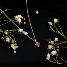 Load image into Gallery viewer, Rhodolite Garnet Heart Necklace with Diamond Accent Bail