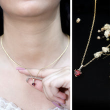 Load image into Gallery viewer, Rhodolite Garnet Heart Necklace with Diamond Accent Bail