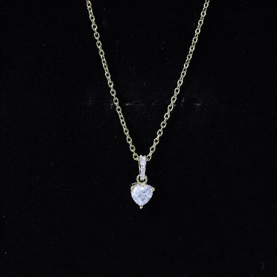Yellow Gold Plated Silver 0.5 Carat Moissanite Heart Pendant with Chain
