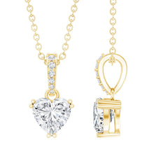 Load image into Gallery viewer, Yellow Gold Plated Silver 0.5 Carat Moissanite Heart Pendant with Chain