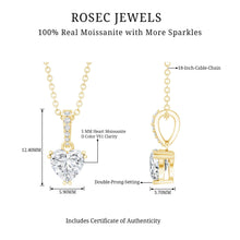 Load image into Gallery viewer, Yellow Gold Plated Silver 0.5 Carat Moissanite Heart Pendant with Chain