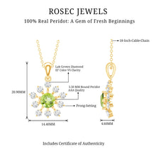 Load image into Gallery viewer, Green Peridot and Diamond Flower Pendant Necklace