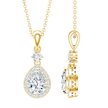 Load image into Gallery viewer, Pear Shaped 1.3 Carat Moissanite Pendant Necklace with Halo