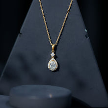 Load image into Gallery viewer, Pear Shaped 1.3 Carat Moissanite Pendant Necklace with Halo