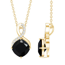 Load image into Gallery viewer, Cushion Cut 2 Carat Black Onyx Infinity Pendant Necklace with Lab Diamond