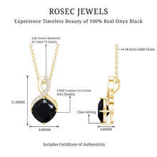 Load image into Gallery viewer, Cushion Cut 2 Carat Black Onyx Infinity Pendant Necklace with Lab Diamond