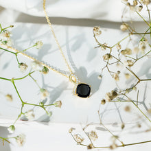 Load image into Gallery viewer, Cushion Cut 2 Carat Black Onyx Infinity Pendant Necklace with Lab Diamond