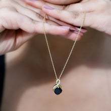 Load image into Gallery viewer, Cushion Cut 2 Carat Black Onyx Infinity Pendant Necklace with Lab Diamond