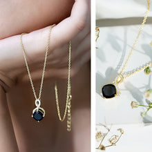 Load image into Gallery viewer, Cushion Cut 2 Carat Black Onyx Infinity Pendant Necklace with Lab Diamond