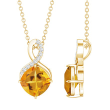 Load image into Gallery viewer, Cushion Cut 2.2 Carat Citrine Infinity Necklace with Silver Chain
