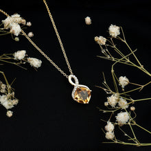 Load image into Gallery viewer, Cushion Cut 2.2 Carat Citrine Infinity Necklace with Silver Chain