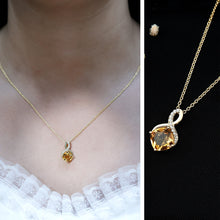 Load image into Gallery viewer, Cushion Cut 2.2 Carat Citrine Infinity Necklace with Silver Chain
