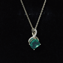 Load image into Gallery viewer, 2 Carat Cushion Cut Lab Grown Emerald Infinity Necklace for Women