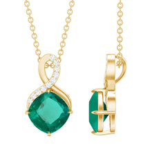 Load image into Gallery viewer, 2 Carat Cushion Cut Lab Grown Emerald Infinity Necklace for Women