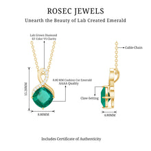 Load image into Gallery viewer, 2 Carat Cushion Cut Lab Grown Emerald Infinity Necklace for Women