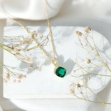 Load image into Gallery viewer, 2 Carat Cushion Cut Lab Grown Emerald Infinity Necklace for Women