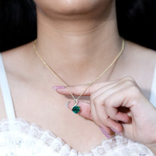 Load image into Gallery viewer, 2 Carat Cushion Cut Lab Grown Emerald Infinity Necklace for Women