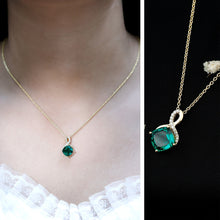 Load image into Gallery viewer, 2 Carat Cushion Cut Lab Grown Emerald Infinity Necklace for Women
