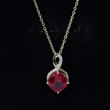 Load image into Gallery viewer, Certified Cushion Cut 2 Carat Lab Grown Ruby Infinity Necklace with Chain
