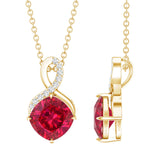 Certified Cushion Cut 2 Carat Lab Grown Ruby Infinity Necklace with Chain