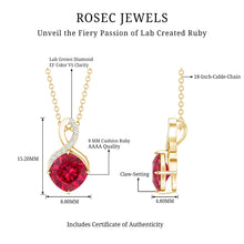 Load image into Gallery viewer, Certified Cushion Cut 2 Carat Lab Grown Ruby Infinity Necklace with Chain