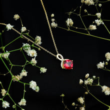 Load image into Gallery viewer, Certified Cushion Cut 2 Carat Lab Grown Ruby Infinity Necklace with Chain