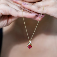 Load image into Gallery viewer, Certified Cushion Cut 2 Carat Lab Grown Ruby Infinity Necklace with Chain