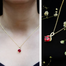 Load image into Gallery viewer, Certified Cushion Cut 2 Carat Lab Grown Ruby Infinity Necklace with Chain