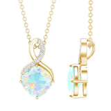 Cushion Cut 1.87 Carat Ethiopian Opal Infinity Necklace with Silver Chain