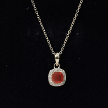 Load image into Gallery viewer, Natural 0.9 Carat Citrine and Diamond Halo Necklace with Silver Chain