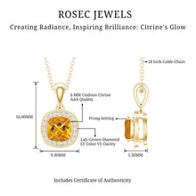 Load image into Gallery viewer, Natural 0.9 Carat Citrine and Diamond Halo Necklace with Silver Chain