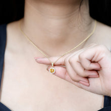 Load image into Gallery viewer, Natural 0.9 Carat Citrine and Diamond Halo Necklace with Silver Chain