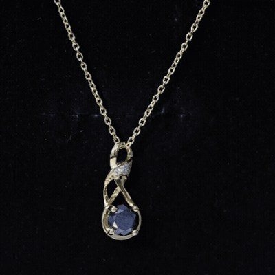 1 Carat Black and White Diamond Infinity Necklace with Silver Chain