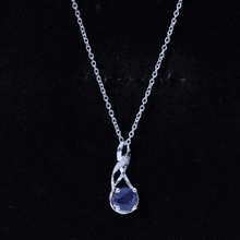 Load image into Gallery viewer, Natural 1 Carat Blue Sapphire Infinity Necklace with Silver Chain