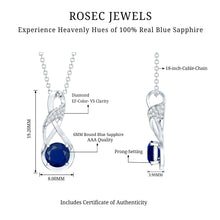 Load image into Gallery viewer, Natural 1 Carat Blue Sapphire Infinity Necklace with Silver Chain