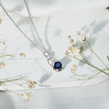 Load image into Gallery viewer, Natural 1 Carat Blue Sapphire Infinity Necklace with Silver Chain