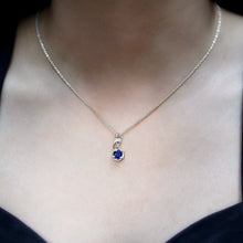 Load image into Gallery viewer, Natural 1 Carat Blue Sapphire Infinity Necklace with Silver Chain