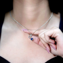 Load image into Gallery viewer, Natural 1 Carat Blue Sapphire Infinity Necklace with Silver Chain