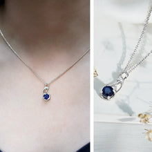 Load image into Gallery viewer, Natural 1 Carat Blue Sapphire Infinity Necklace with Silver Chain